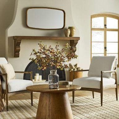 Boucle Upholstered Accent Arm Chair with Brass Details - Natural/Aged Oak - Hearth & Hand™ with Magnolia: Farmhouse Style, Target Exclusive
