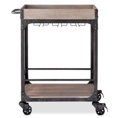 Franklin Bar Cart and Wine Rack Weathered Gray - Threshold™: Vintage Style Beverage Serving Cart with Locking Wheels