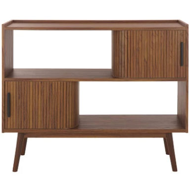 Javante Tambour Door Media Stand - MED9627 - Walnut - Safavieh