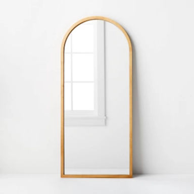 32" x 72" Wooden Arch Mirror Brown - Threshold™ designed with Studio McGee: Minimalist Leaner, Stained Wood Frame, No Assembly Required