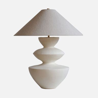 Janus Lamp by Danny Kaplan Studio, Stone, Oatmeal Linen
