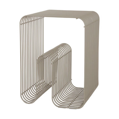 Tabouret et rangement magazine en acier taupe 32x43cm Curva - AYTM