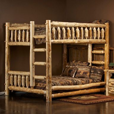 Cedar Lake Queen over Queen Log Bunk Bed