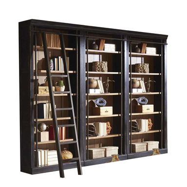 Martin Furniture - Toulouse 8' Tall Bookcase Wall With Ladder Set, Black - TE4094402KIT3
 – AFA Stores
