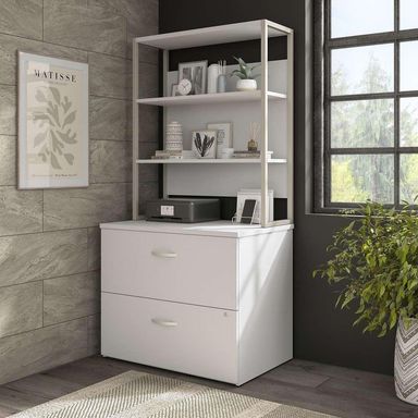 Bush Furniture Hybrid 2 Drawer Lateral File Cabinet With Shelves