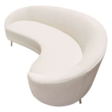Diamond Sofa - Celine Curved Sofa with Contoured Back in Light Cream Velvet and Gold Metal Legs - CELINESOCM