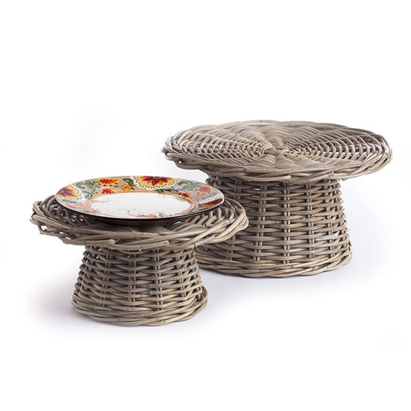 Rattan Pedestal Risers Set of 2