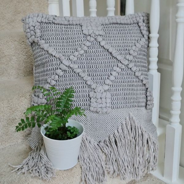 Textured Fringe Throw Pillow