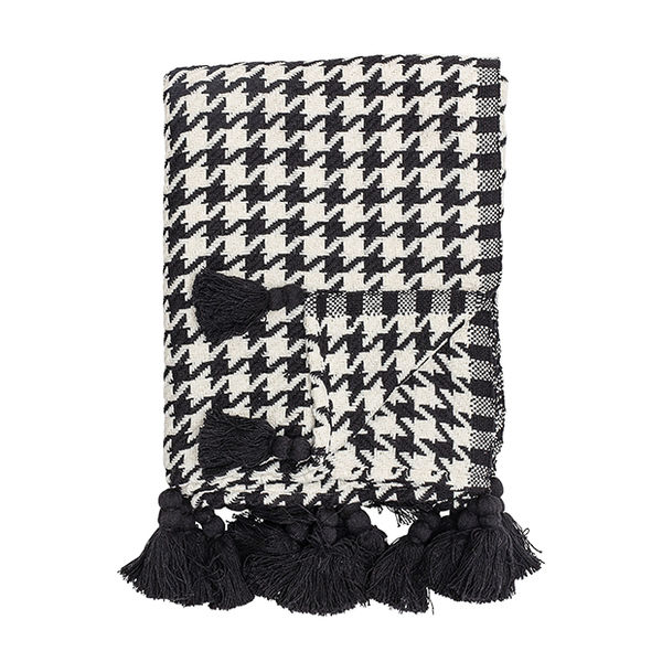 Houndstooth Woven Throw With Tassels