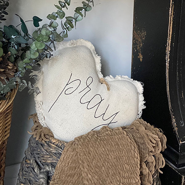 Hand Embroidery Heart Pray Pillow
