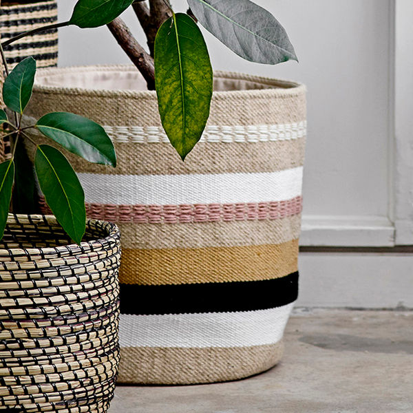 Striped Woven Storage Basket