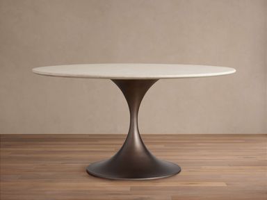 Saint Germain Round Stone Dining Table with Launette Base
