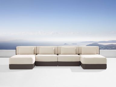 Beaumont Outdoor Aluminum Four-Piece Double Chaise Sectional