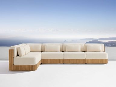 Beaumont Outdoor Teak Six-Piece Sectional