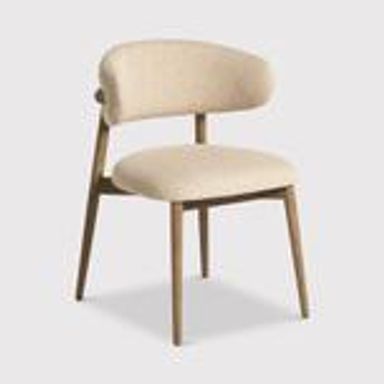 Lexa Neutral Boucle Open Back Curved Dining Chair, Boucle Beige - Barker & Stonehouse
