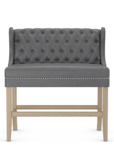 Kensington Oak Bench Grey Leather