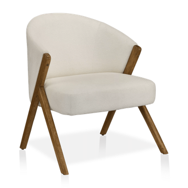 Fabric and Wood Accent Chair