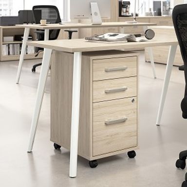 BBF Vista 3 Drawer Mobile File Cabinet in Natural Elm-VSF116