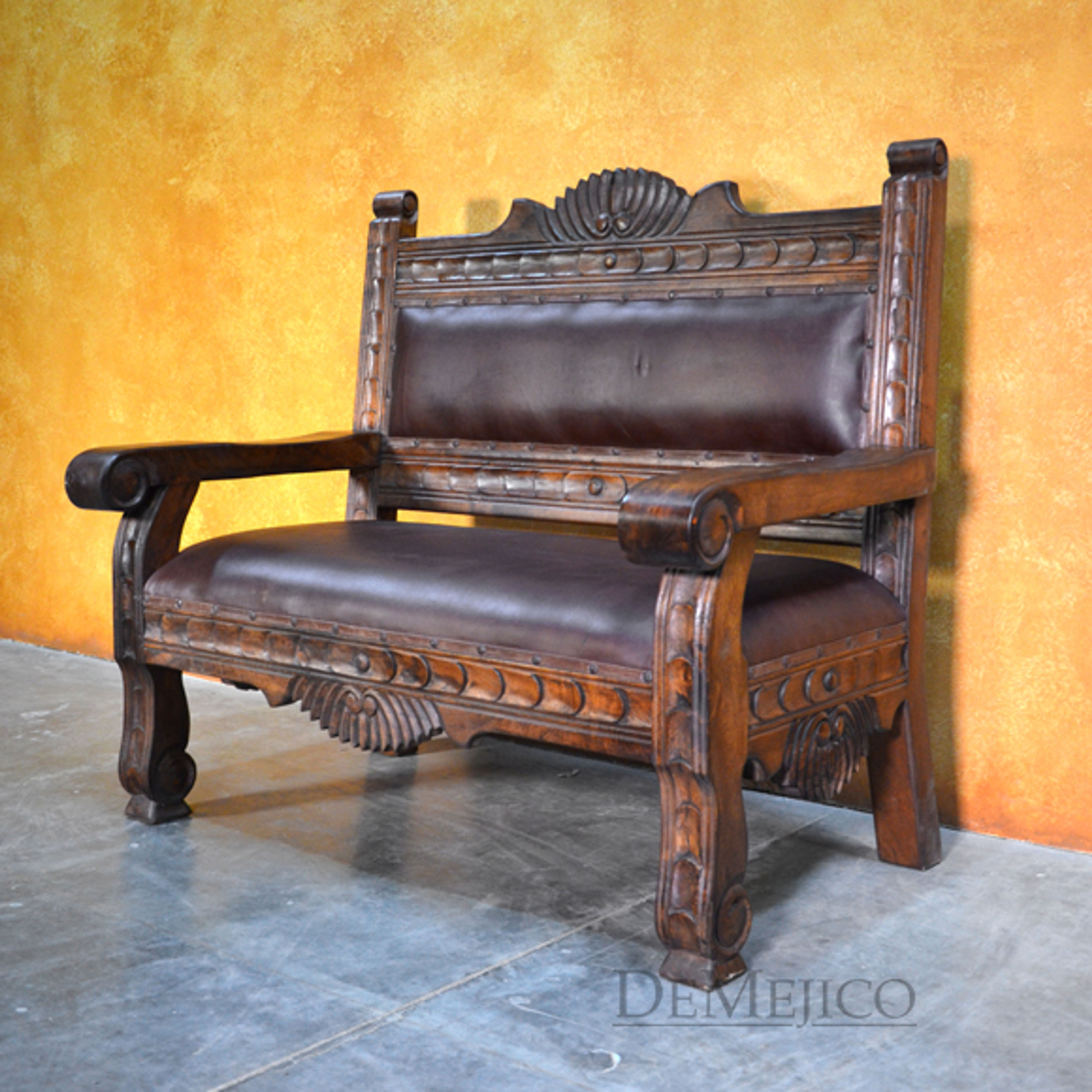 Santa Fe Mesquite Wood Bench - Southwest Style Seat