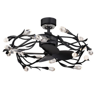 Schonbek Worldwide Lighting Secret Garden Fandelier Black LED Ceiling Fan with Light