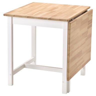 PINNTORP Table à rabat - teinté brun clair/teinté blanc 67/124x75 cm