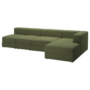 JÄTTEBO Sofa w chaise lounge - right/Samsala dark yellow-green