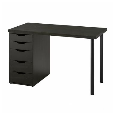 LAGKAPTEN / ALEX Desk - black-brown/black 120x60 cm (47 1/4x23 5/8 ")