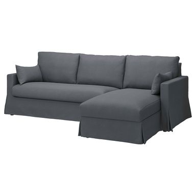 HYLTARP 3-seat sofa w chaise longue, right - Gransel grey