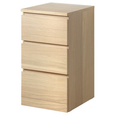 MALM Chest of 3 drawers - white stained oak veneer 40x78 cm