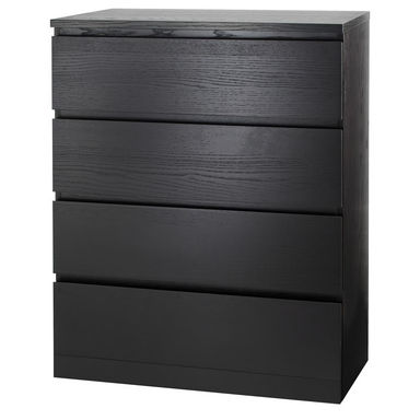 MALM Chest of 4 drawers - black-brown 80x100 cm