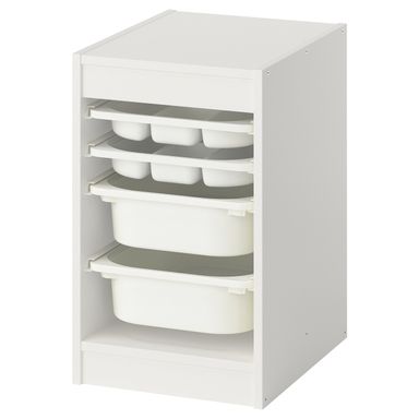 TROFAST Comb almacenaje con cajas/bandejas - blanco/blanco 34x44x56 cm