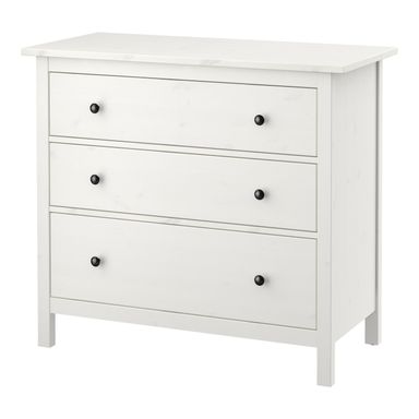HEMNES Ladekast 3 lades - wit gebeitst 108x96 cm