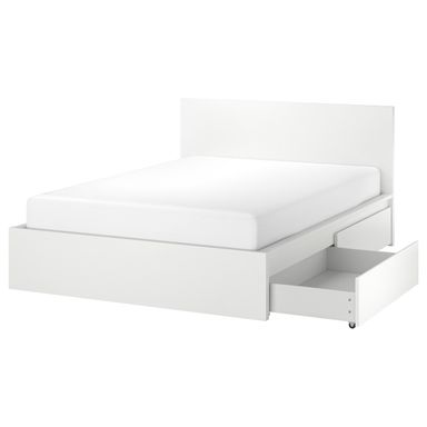 MALM Bedframe, hoog met 4 bedlades - wit 160x200 cm
