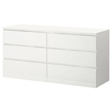 MALM Komoda, 6 zásuviek - biela 160x78 cm