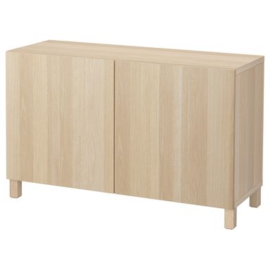 BESTÅ Storage combination with doors - white stained oak effect/Lappviken/Stubbarp white stained oak effect 47 1/4x16 1/2x29 1/8 "