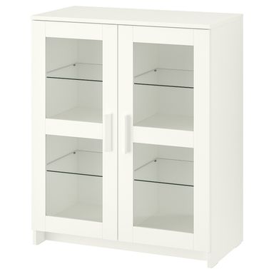 BRIMNES Cabinet with doors - glass/white 30 3/4x37 3/8 "