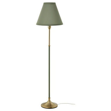FLYGHÖJD Floor lamp - brass/green-gray
