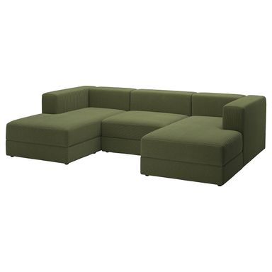 JÄTTEBO 3.5-seat mod sofa w chaise - armrests Samsala/dark yellow-green