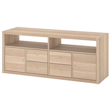 KALLAX TV storage combination - white stained oak effect 57 3/4x15 3/8x23 1/2 "