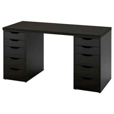 LAGKAPTEN / ALEX Desk - black-brown 55 1/8x23 5/8 "