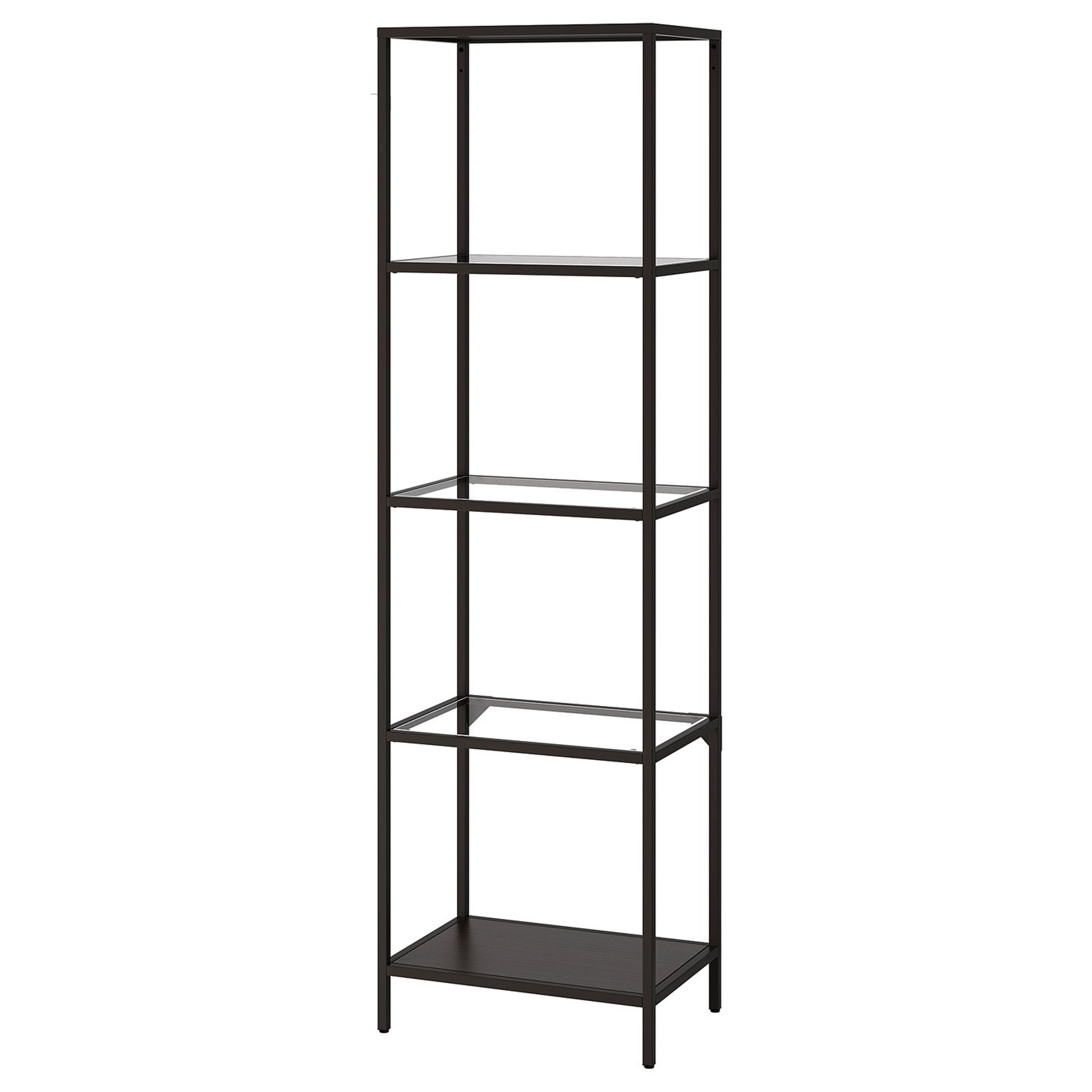 IKEA VITTSJÖ Black-Brown Glass Shelf Unit 20x69"