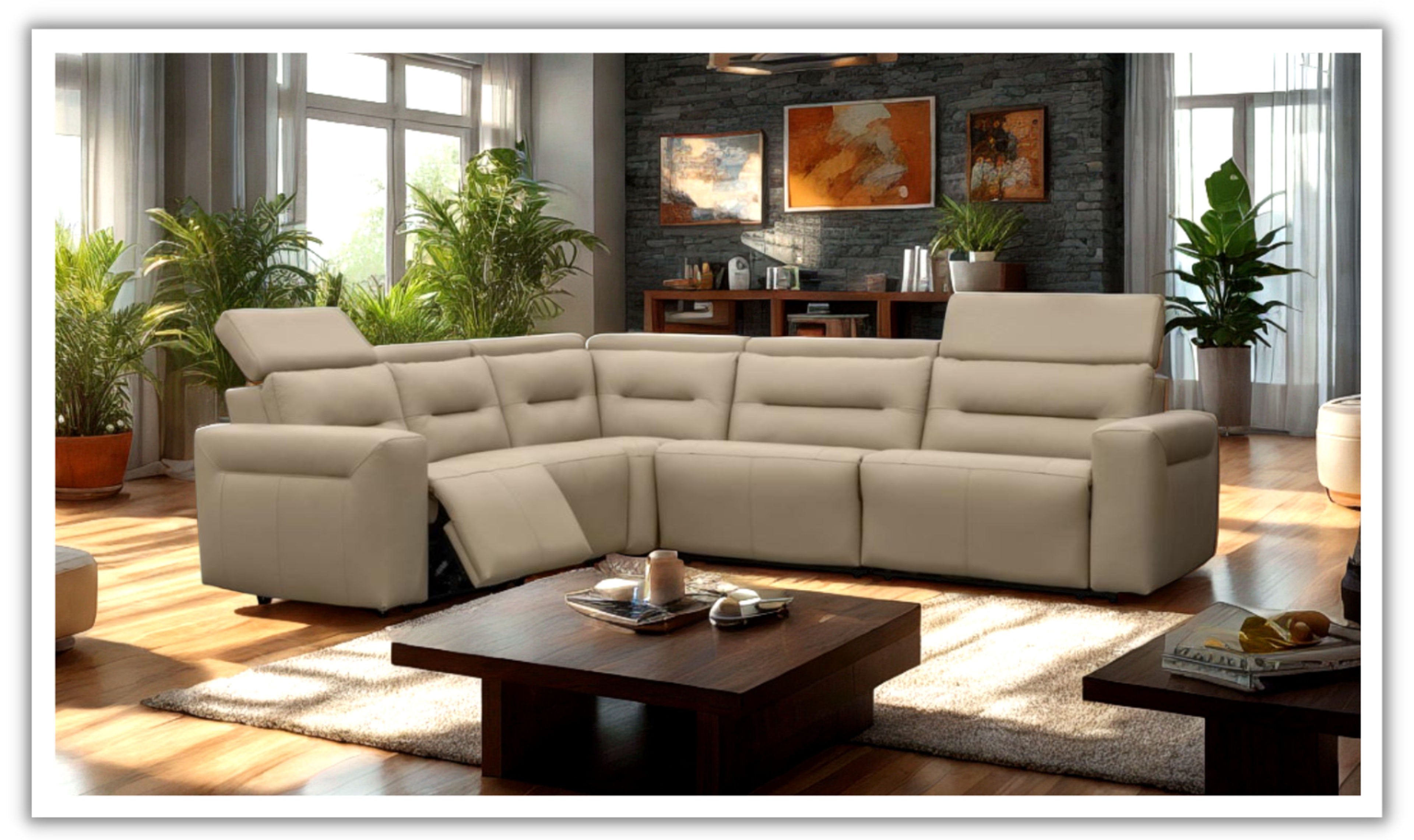 Elran Hudson 5-Piece L-Shape Power Recliner Sectional Sofa