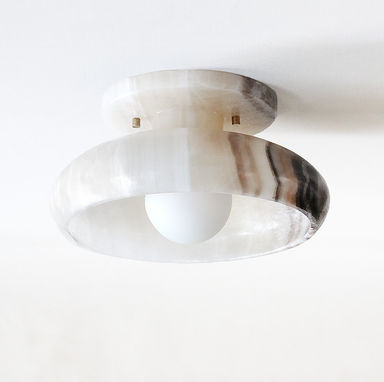 Piedra Collection Black + White Onyx Semi Flush - l&#039;aviva home