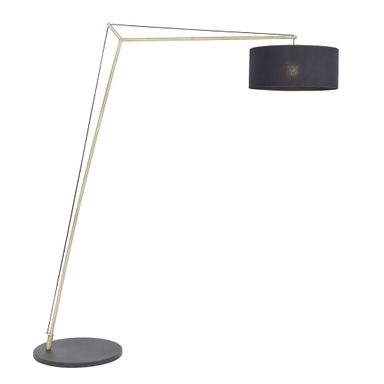 ELONGATE Arched Floor Lamp in Matt Brass with Black Shade