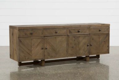 Palazzo Brown Solid Pine Wood 4 Door 4 Drawer 87&quot; Sideboard Buffet | Storage