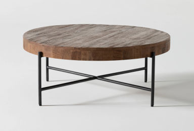 Dunkin Brown 38" Wide Round Wood Coffee Table | Live Edge | Mango