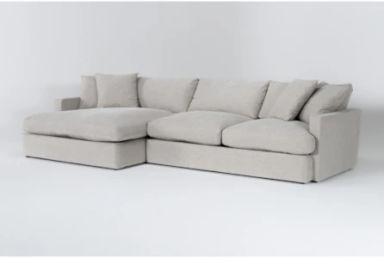 Grand Down II 139&quot; Beige Fabric 2 Piece Sectional With Left Arm Facing Oversized Chaise