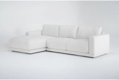 Dreanna White Fabric 113&quot; 2 Piece Sectional with Left Arm Facing Chaise | Track Arms | Modular