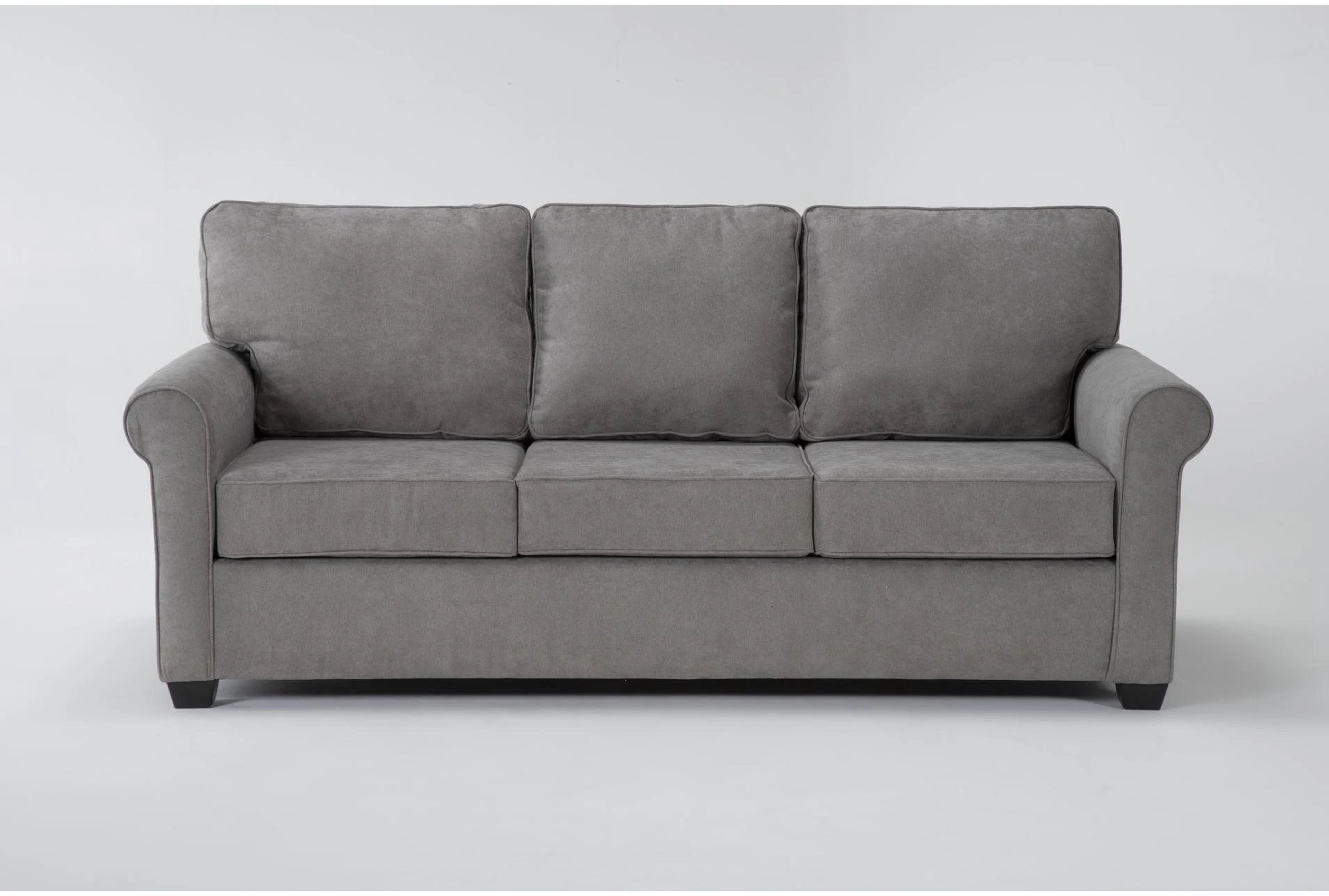 Athos Vintage Grey Fabric 86-Inch Sofa with Rolled Arms
