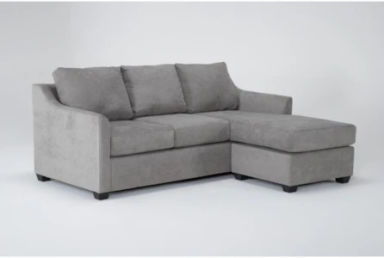 Porthos Vintage Grey Fabric 80&quot; Queen Memory Foam Sleeper Sofa Bed with Reversible Chaise | Loose Reversible Back